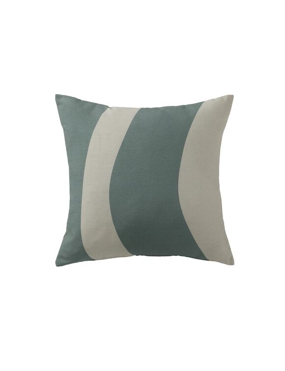 Housse de coussin imprimé "vagues" - lot de 2 (eucalyptus / écru)