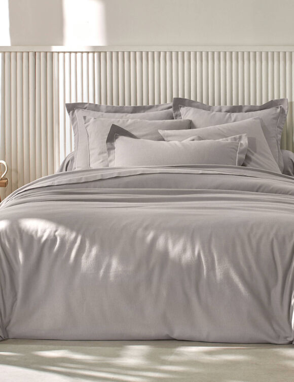 Linge de lit uni flanelle (taupe)