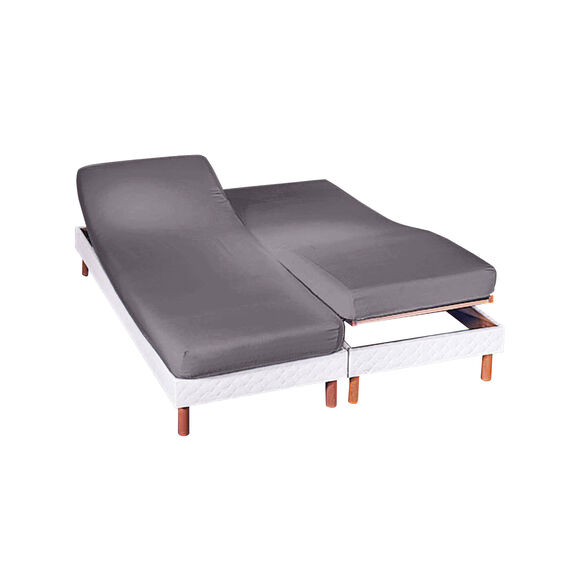 Drap-housse uni sommier articul&eacute; flanelle 160 g/m&sup2; - bonnet 26 cm (anthracite)
