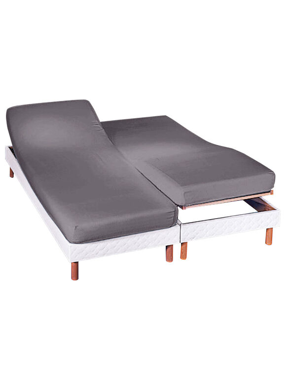 Drap-housse uni sommier articul&eacute; flanelle 160 g/m&sup2; - bonnet 26 cm (anthracite)
