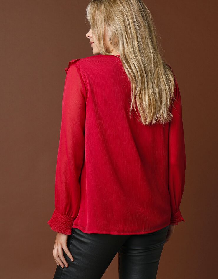 Blouse en voile à volants (rouge) Blouse en voile à volants (rouge)