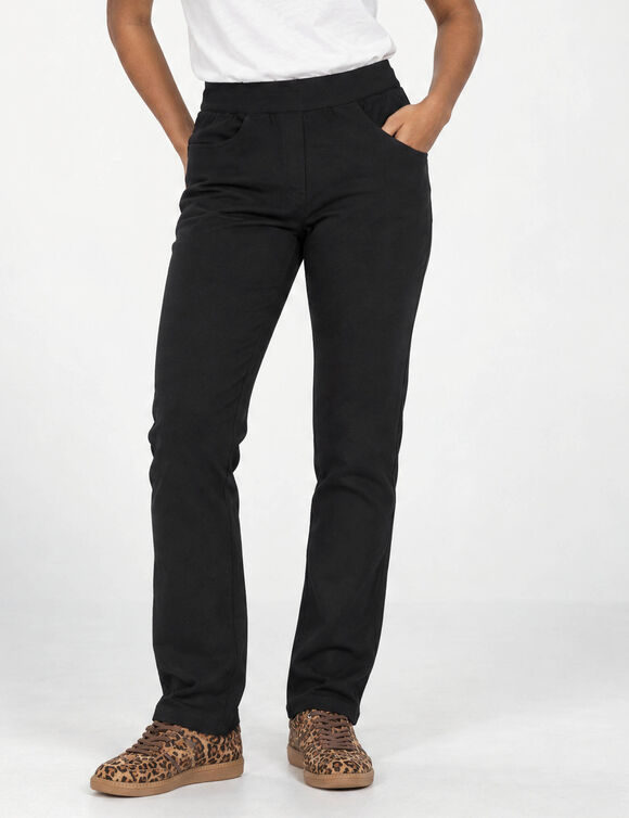 Pantalon droit "ultra confort" taille &eacute;lastiqu&eacute;e (noir)