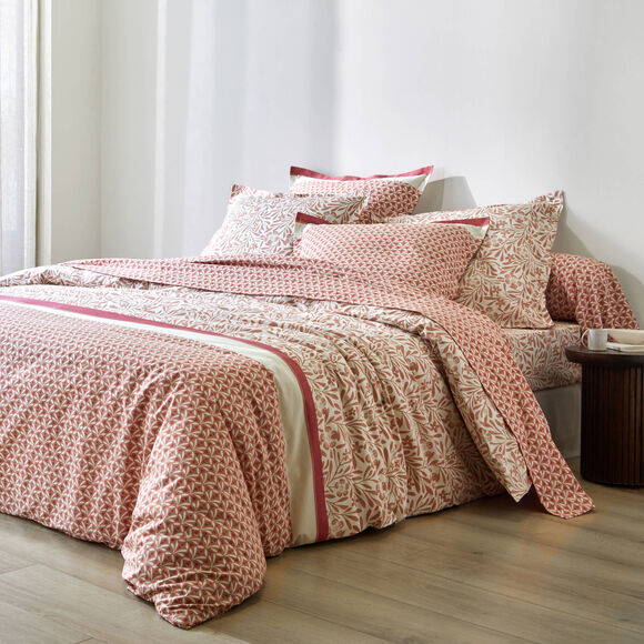 Linge de lit Clarisse en coton imprimé (bois de rose)