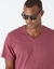 Tee-shirt col V manches courtes (rose fonc&eacute;)