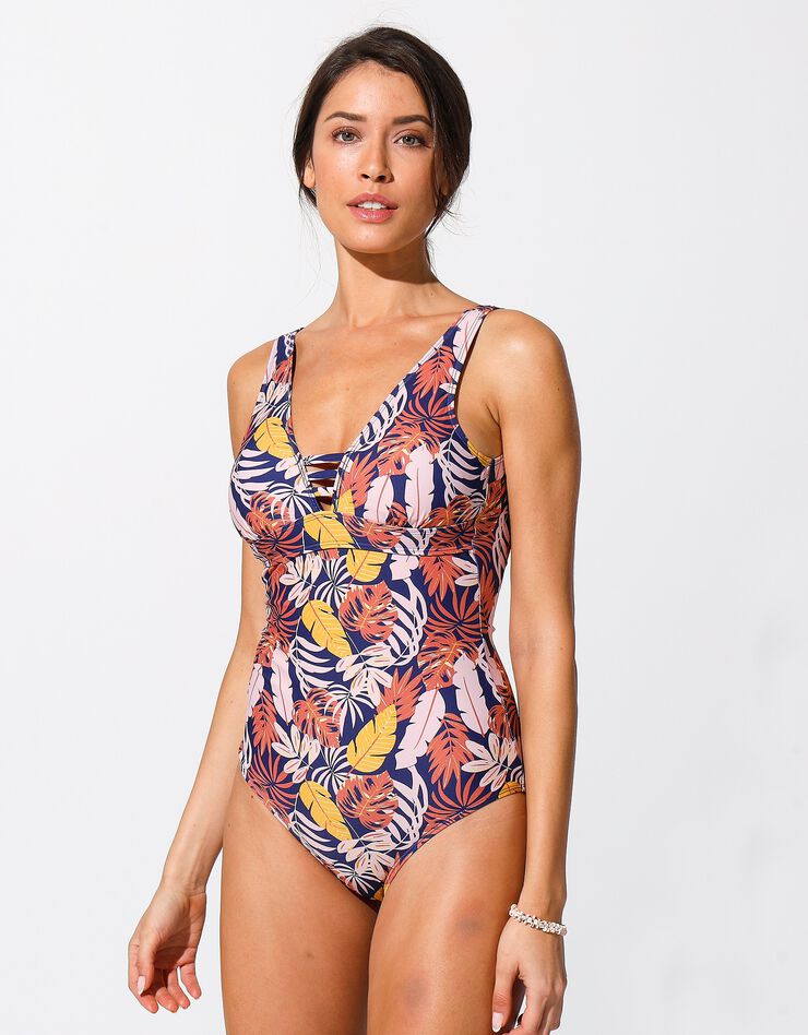 Maillot de bain 1 pièce Lagarta imprimé (marine / orange)