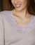 T-shirt manches longues coton et dentelle  - lot de 2 (vison)