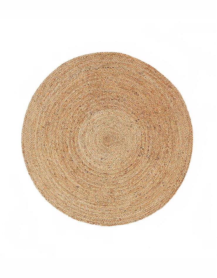 Tapis rond uni en jute tressé (beige)
