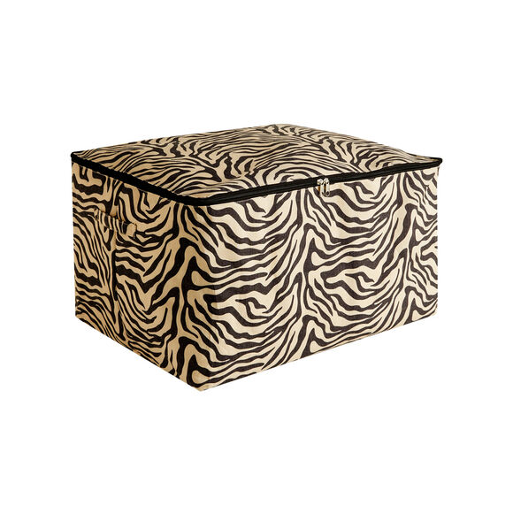 Housse de rangement zipp&eacute;e taille L imprim&eacute; z&egrave;bre (noir/gr&egrave;ge)