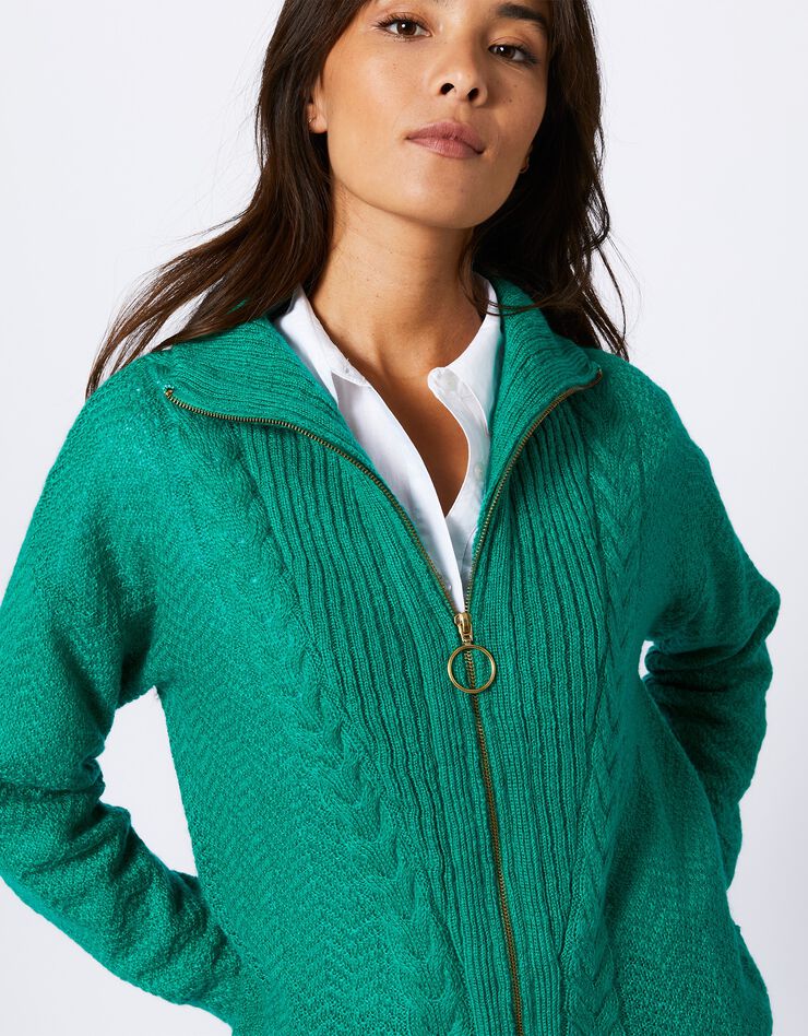 Gilet camionneur zippé maille torsadée (vert) Gilet camionneur zippé maille torsadée (vert)