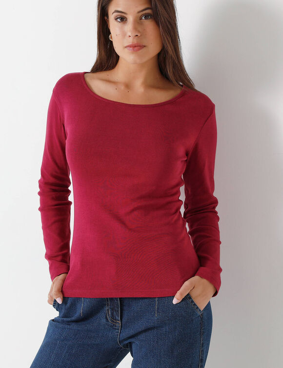 T-shirt manches longues, jersey en coton biologique(**) (prune)