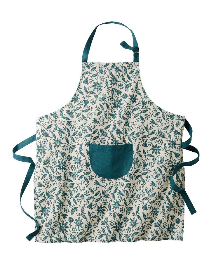 Tablier de cuisine forme bavette imprimé fleurs indiennes - coton (bleu) Tablier de cuisine forme bavette imprimé fleurs indiennes - coton (bleu)