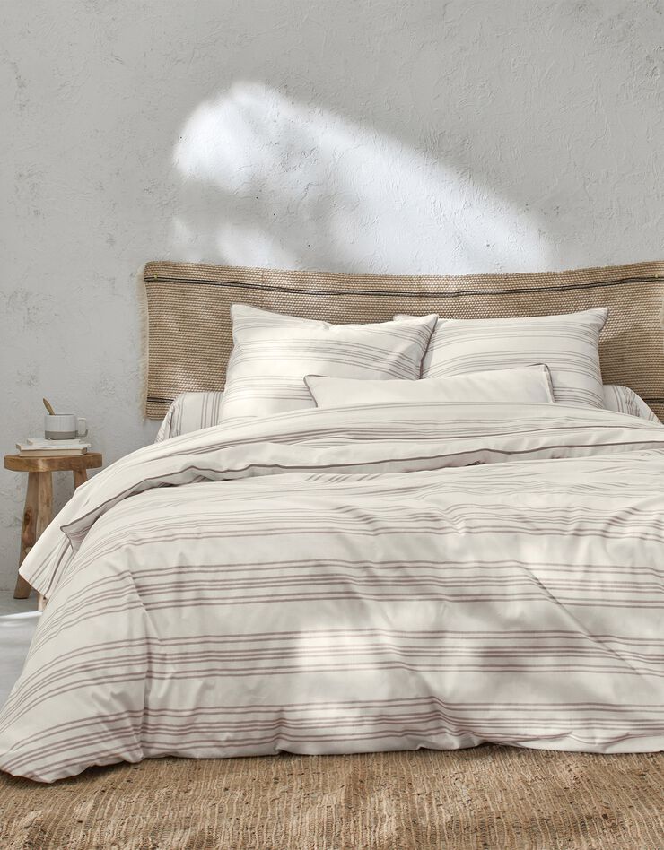 Linge de lit Eugénie rayures tissés teints - coton (taupe)
