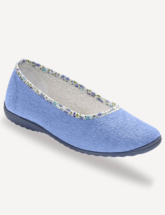 Ballerine d'int&eacute;rieur &eacute;ponge unie (bleu jean)