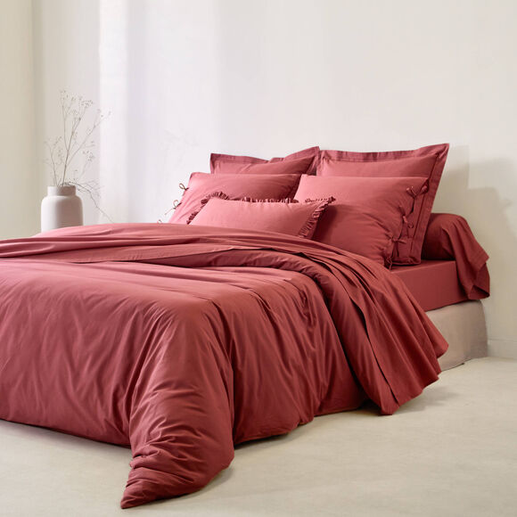 Linge de lit uni - percale de coton 72 fils/cm&sup2; (bois de rose)