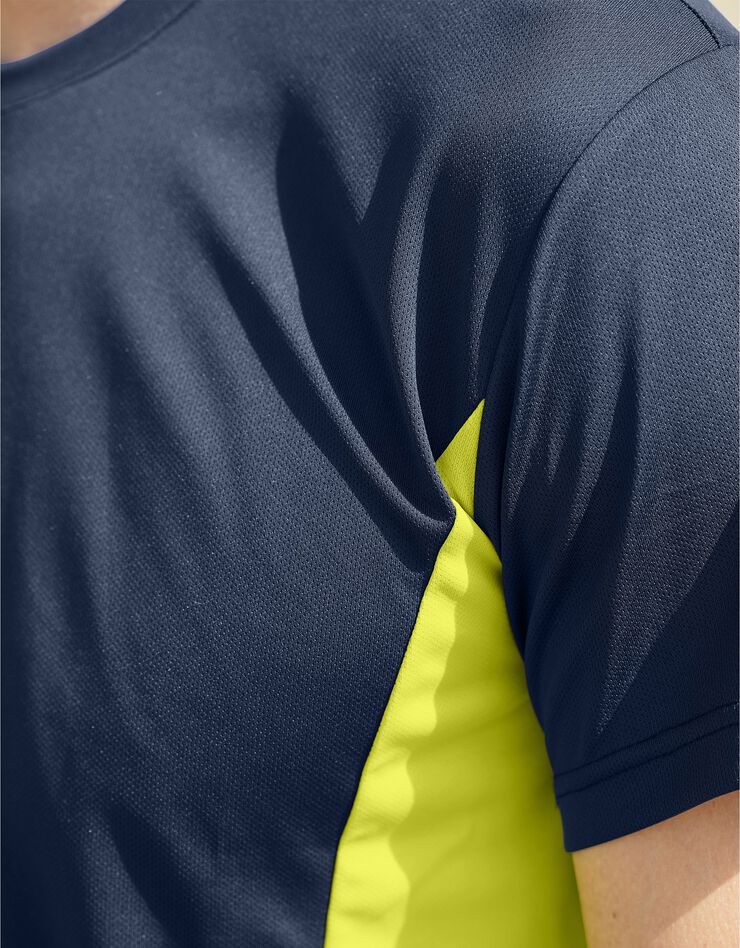 Tee-shirt respirant spécial sport manches courtes (marine / jaune)