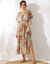 Robe longue imprimée, voile (écru / menthe)