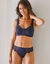 Slip maille satinée et tulle brodé Caprera (marine)