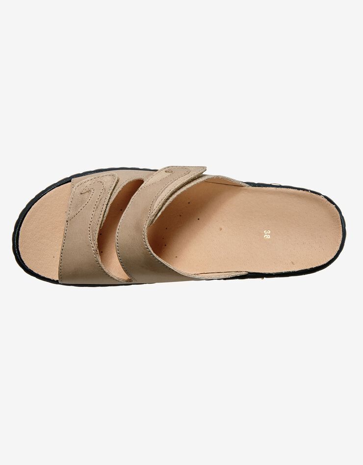 Mules compensées en cuir - largeur confort (beige doré)