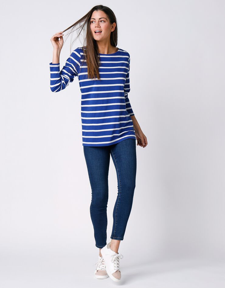 T-shirt marinière manches longues, coton biologique (bleu dur / blanc)