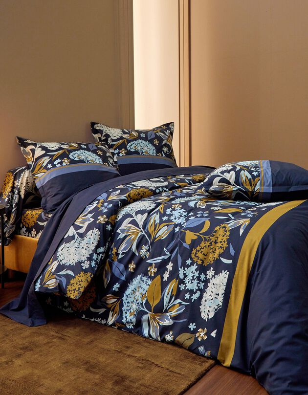 Linge de lit Hortense en coton imprimé fleuri (bleu)