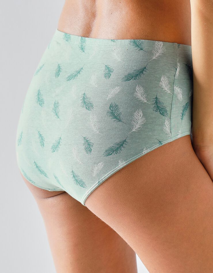 Culotte forme maxi coton motifs "plumes de paon" – Lot de 6 (amande / violine) Culotte forme maxi coton motifs "plumes de paon" – Lot de 6 (amande / violine)