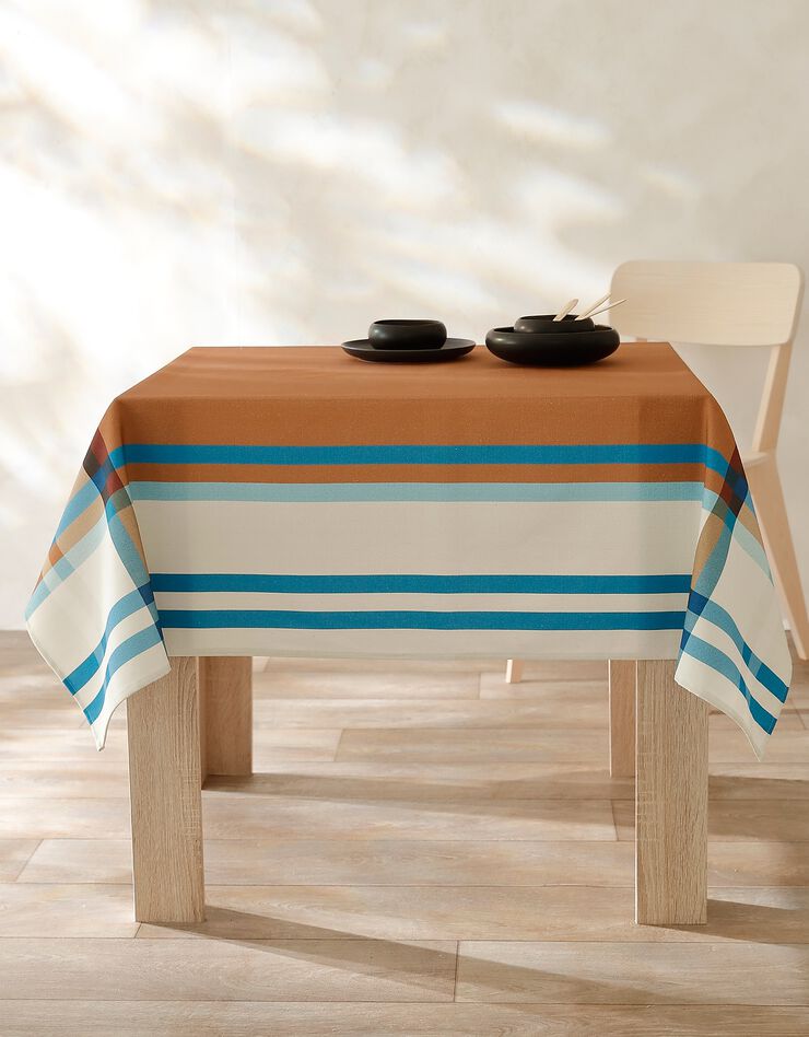 Nappe fabriquée en France, motif carreaux Havanne - coton biologique(1) (havane)