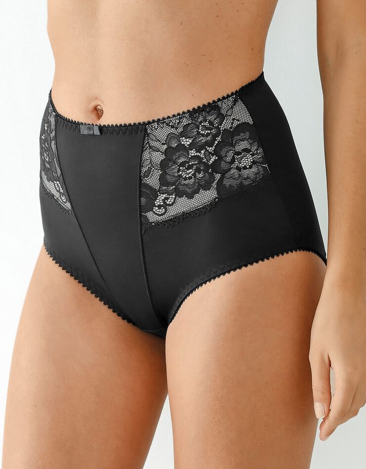 Gaine amincissante dentelle et microfibre (noir) Gaine amincissante dentelle et microfibre (noir)