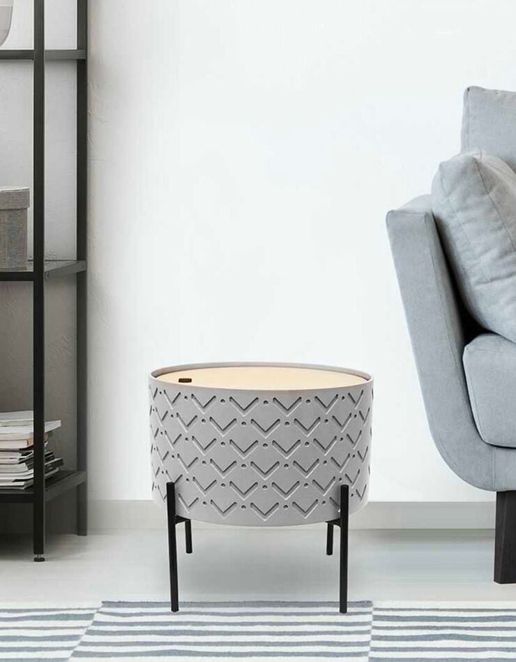 Table d’appoint-coffre avec pieds métal (gris)