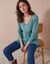 Pull tunique col V (turquoise grisé)