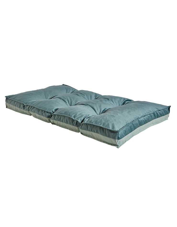 Long coussin de sol bi-matière velours/coton uni (céladon) Long coussin de sol bi-matière velours/coton uni (céladon)