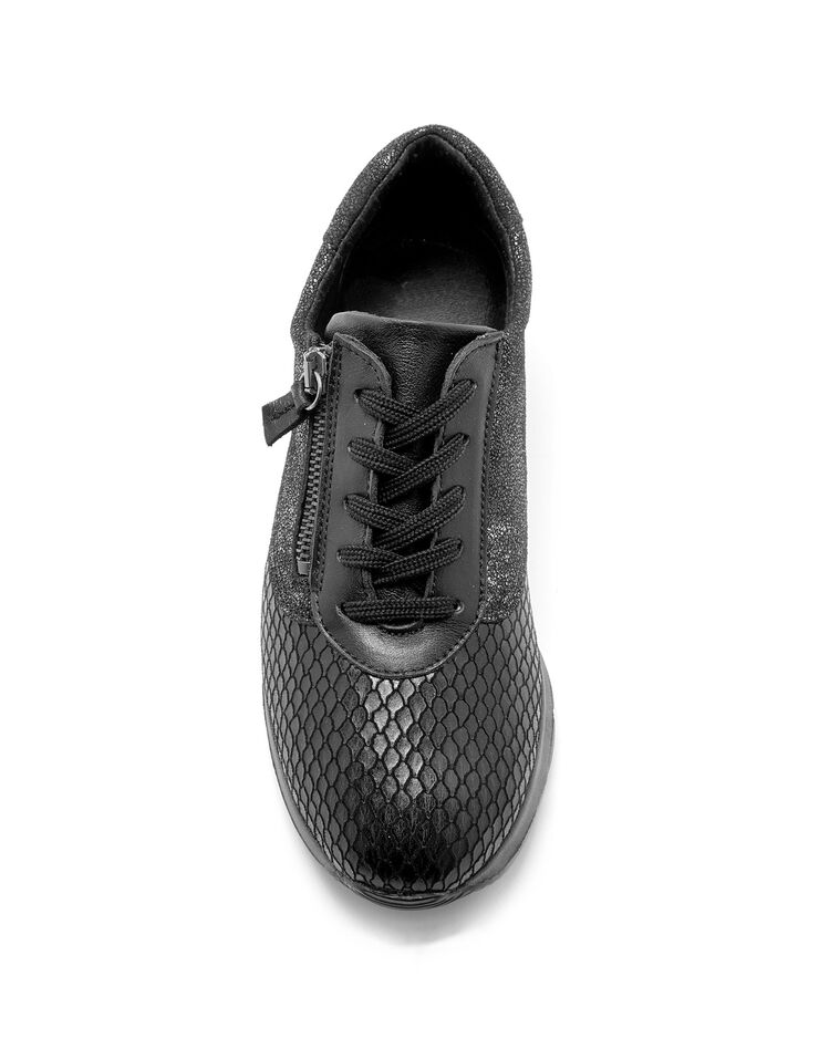 Derbies en cuir Hallux Confort - imprimé léopard (noir / gris) Derbies en cuir Hallux Confort - imprimé léopard (noir / gris)