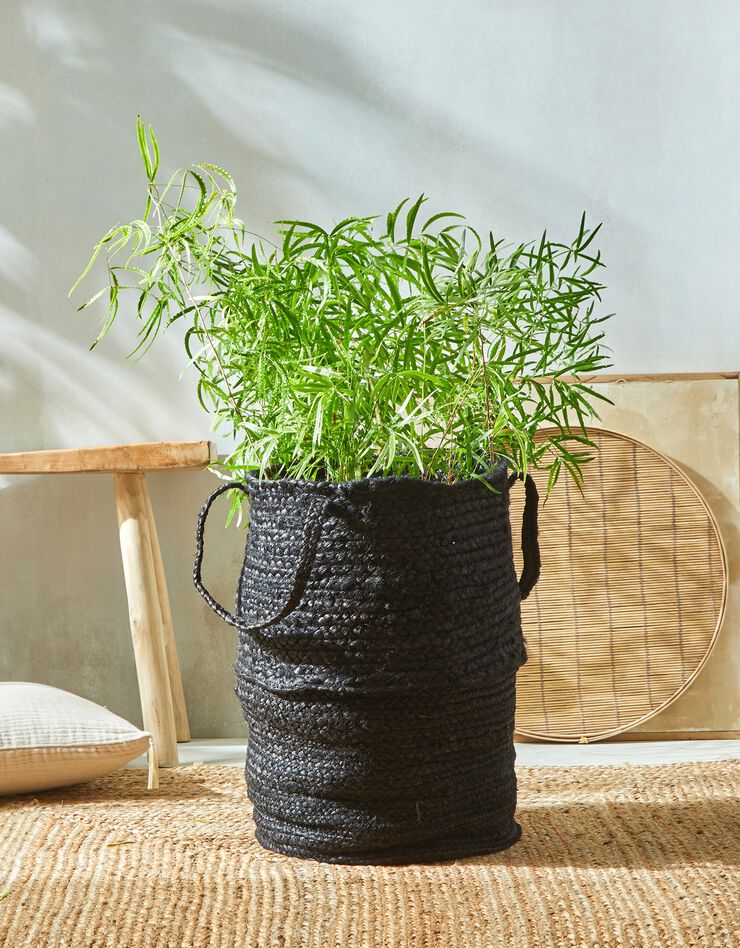 Panier pliable jute tressé noir (noir) Panier pliable jute tressé noir (noir)