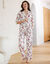 Pyjama col tailleur manches longues, imprim&eacute; floral (&eacute;cru / rose)
