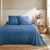 Jeté de lit uni tissé coton (bleu)