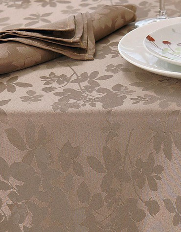 Nappe damassée feuillages Colombine® (taupe) Nappe damassée feuillages Colombine® (taupe)