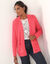 Gilet long, maille poilue (rose)