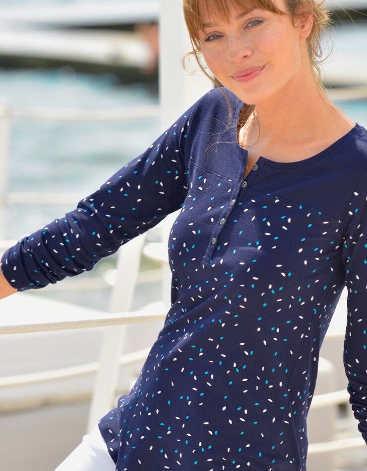 Tee-shirt tunisien imprimé manches longues (marine) Tee-shirt tunisien imprimé manches longues (marine)