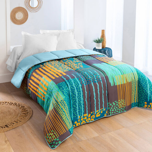 Couette microfibre imprimée Savane  400 g/m² (émeraude)
