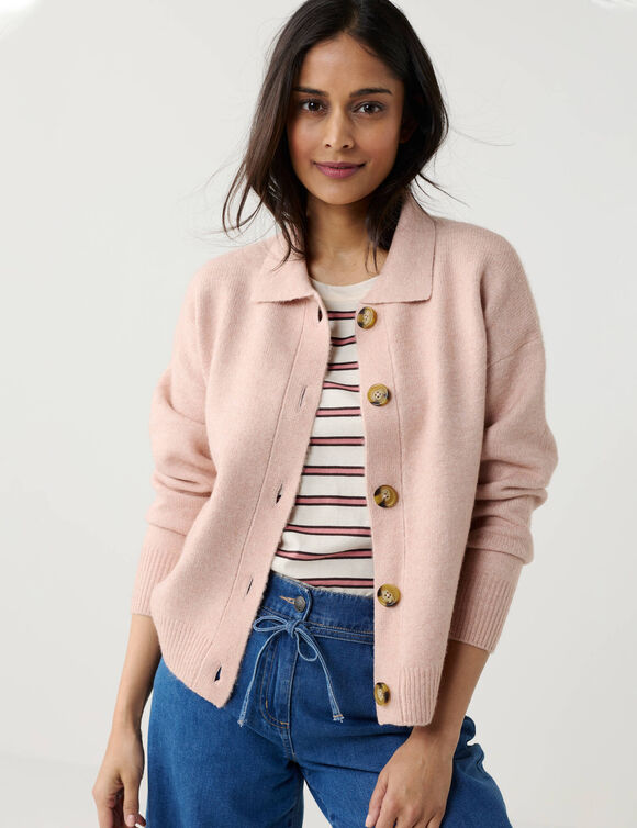 Gilet veste boutonn&eacute;, polyester recycl&eacute;** (rose gris&eacute;)