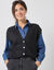 Gilet boutonné sans manches, maille anglaise (noir)