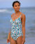 Maillot de bain 1 pièce avec armatures imprimé Tanza (écru / émeraude)