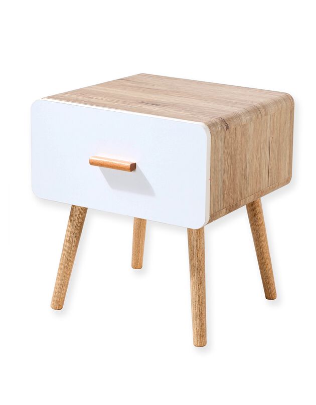 Table de chevet YOLTY 2 tiroir - bois et blanc (blanc)