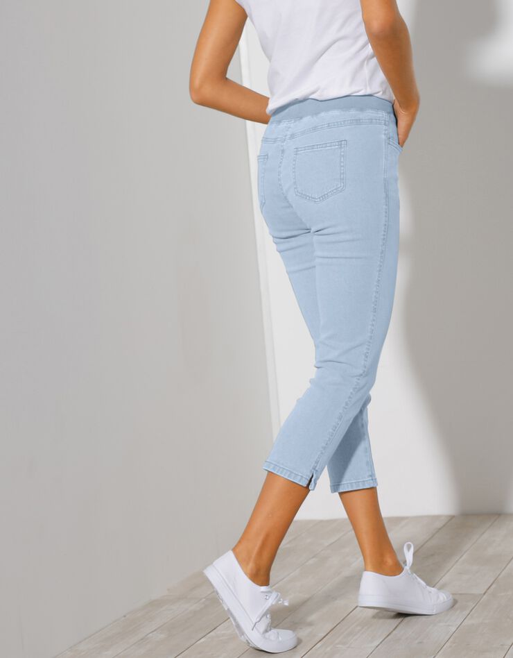 Pantacourt jean taille élastiquée (bleached)