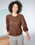 Pull col rond, maille fantaisie toucher doux (chocolat) Pull col rond, maille fantaisie toucher doux (chocolat)