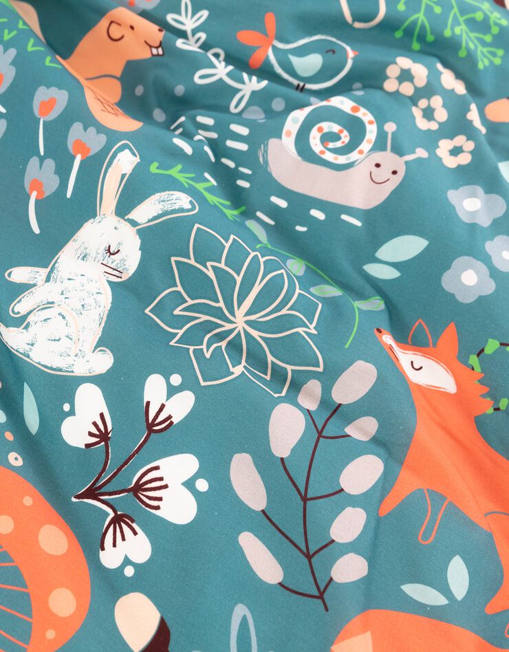 Linge de lit enfant imprimé Champy en coton biologique, éco-responsable (bleu)