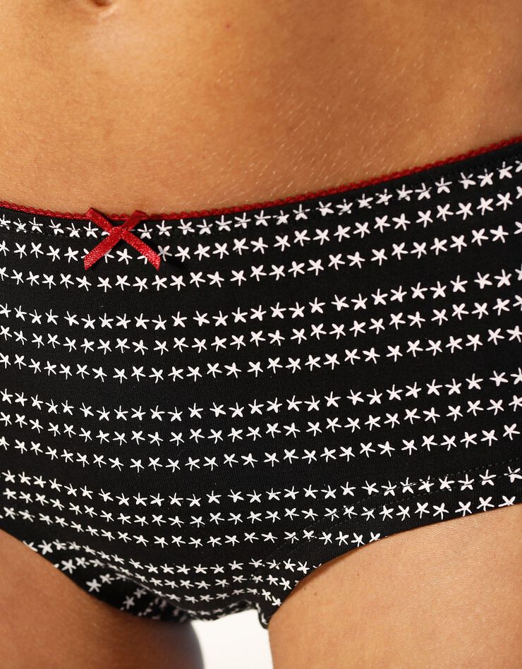 Shorty coton imprimé "feuilles" - lot de 4 (bordeaux / rose poudré) Shorty coton imprimé "feuilles" - lot de 4 (bordeaux / rose poudré)