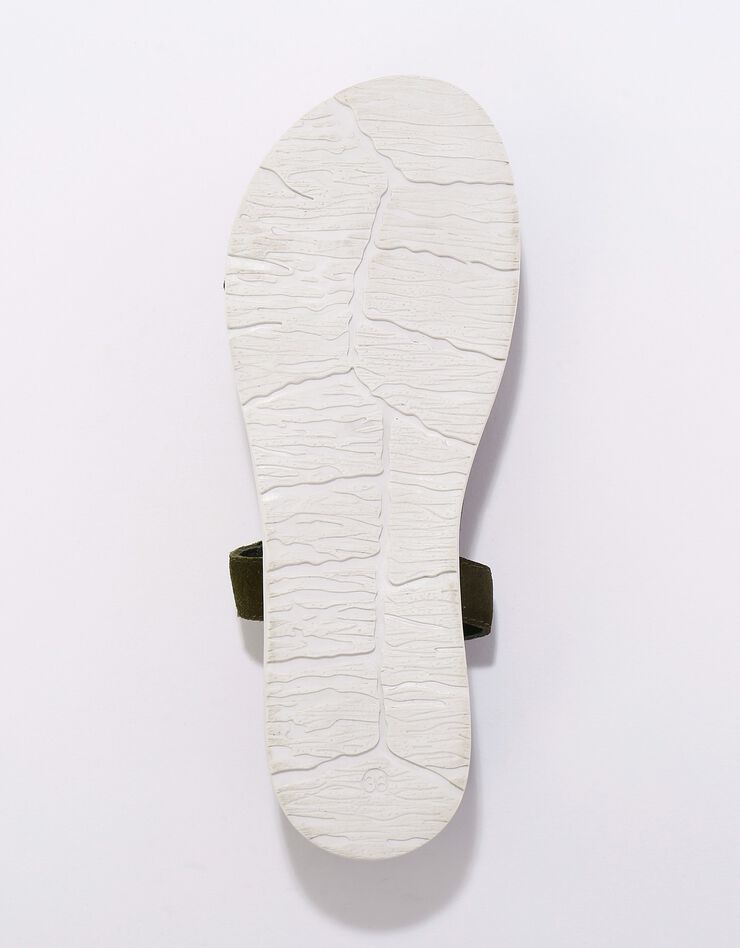 Sandales scratchées largeur confort en cuir style rando (kaki)