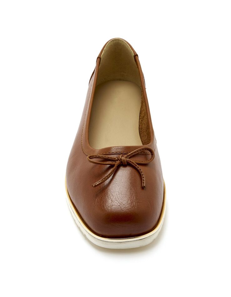 Ballerines en cuir à petit nœud, petit compensé (marron) Ballerines en cuir à petit nœud, petit compensé (marron)
