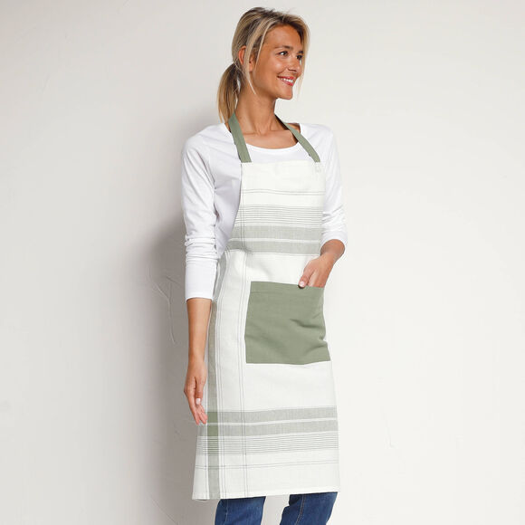 Tablier cuisine forme bavette grands carreaux (vert)