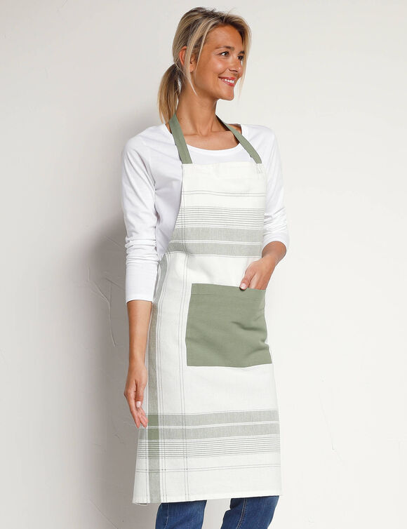 Tablier cuisine forme bavette grands carreaux (vert)